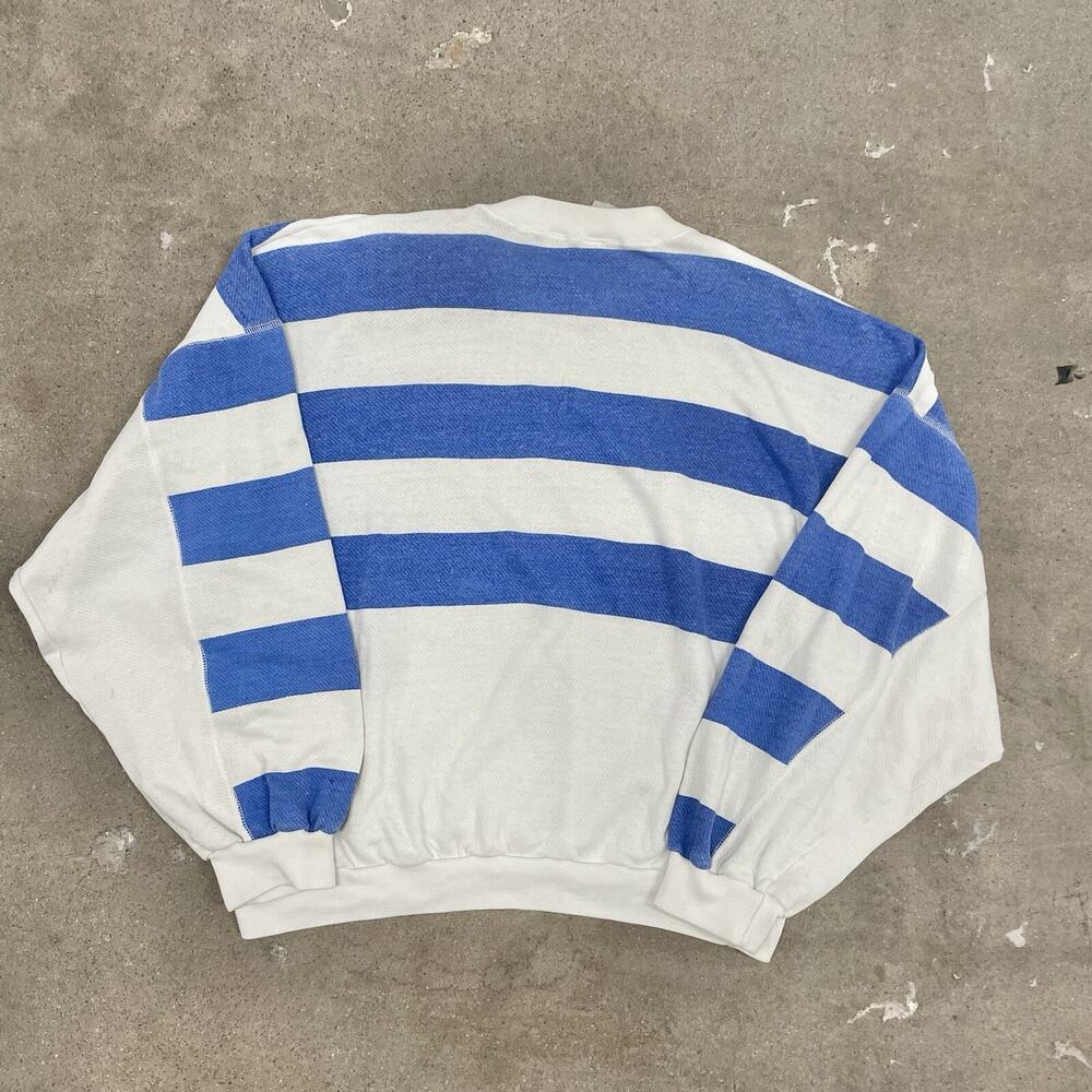 Vintage 80s Disney Mickey Mouse Boxy Striped Disney Crewneck Sweatshirt Large - Picture 4 of 5